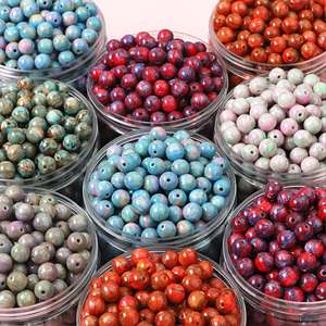 Collection artisanale de perles rondes en résine rose, violet, bleu, blanc, perles en vrac pour la fabrication de bijoux - Product Image 6
