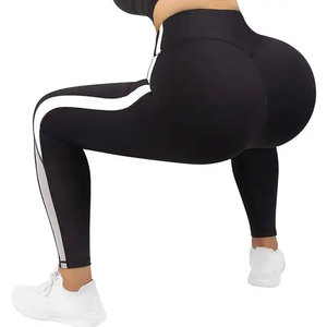 High Waist Solid Casual Yoga <b>Leggings</b> Full Length Spandex/Nylon Four-Way Stretch Elastic Waist Breathable Ribbed Quick Dry 220g - Product Image 4