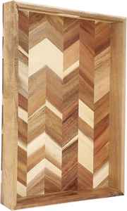 Plateau de service en bois d'acacia fait main durable avec poignée, design moderne, écologique, passe au lave-vaisselle, décoration de mariage et de maison à bas prix - Product Image 4
