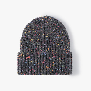 Gorro de punto grueso personalizado al por mayor, cálido, de hilo moteado, para invierno, con puño, suave, acanalado, unisex, para exteriores - Product Image 2
