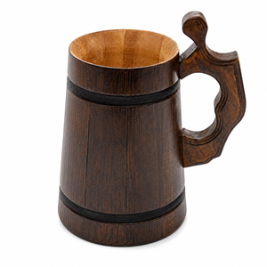 Wholesale Handmade Wooden Beer Mug Retro Brown Wood Tankard Eco-Friendly Coffee Milk Cup with Custom Logo for Bar <b>Party</b> Supply - Product Image 1