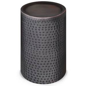 Linea Exports Inc Modern Style Galvanized Metal <b>Stool</b> Side Table Silver Finish Woven Lattice Design Steel Accent Drum <b>Stool</b> - Product Image 5