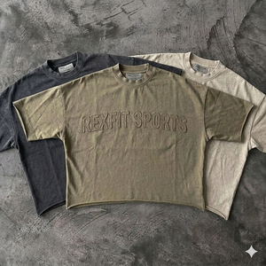 Boxy Cropped <b>Acid</b> Wash T Shirts Custom Distressed Embroidery Logo Loose Fit Private Label Streetwear <b>Drop</b> Shoulder T Shirts - Product Image 6