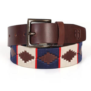 English Brown Wax Thread <b>Polo</b> Leather <b>Belt</b> Premium Zinc Alloy Buckle Embroidery Hand Finish Leather Unisex <b>polo</b> <b>belts</b> - Product Image 1