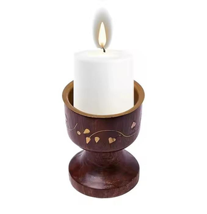 Ensemble de porte-bougies en bois pour bougies chauffe-plat, centre de table rustique, décorations de mariage, décoration de Noël, décoration rustique pour la maison - Product Image 3