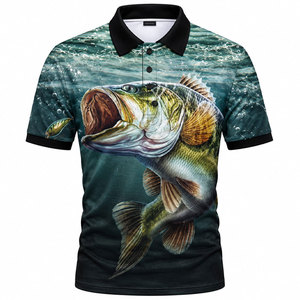 Custom Waterproof Breathable UPF 50 Fishing Polo <b>Shirts</b> Sublimation Printed Short Sleeve <b>Men</b> 100% Polyester Unisex - Product Image 2