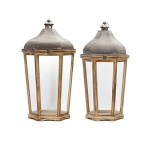 Farol de Madera Rústico Hecho a Mano con Paneles de Vidrio Transparente, Asa de Cuerda, Decoración con Velas, Centro de Mesa - Product Image 3