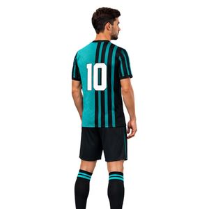 Men's Teal and Black Number 10 <b>Soccer</b> Uniform Set Short <b>Sleeve</b> Jersey Shorts and Matching <b>Socks</b> - Product Image 3