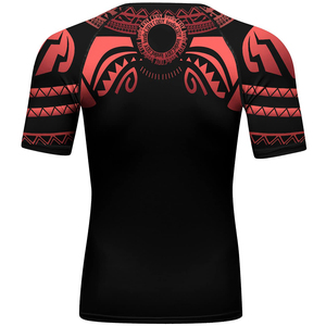 Camiseta de Compresión de Manga Corta para Hombre, con Estampado de Dragón Tribal Rojo, de Secado Rápido, en Poliéster, con Diseño de Logotipo Frontal - Product Image 1