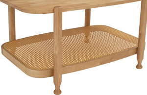 โต๊ะกาแฟไม้โอ๊คมาเลเซียธรรมชาติ หน้าโต๊ะไม้เนื้อแข็ง พร้อมชั้นวางด้านล่างหวายสังเคราะห์ รุ่นโต๊ะกาแฟ ดีไซน์ร่วมสมัยทันสมัย - Product Image 5