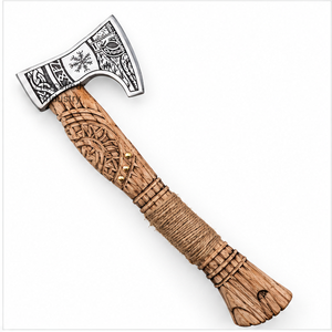 Hacha Vikinga de Acero al Carbono Hecha a Mano, Forjada a Mano, para Caza y Camping al Aire Libre, con Mango de Madera Grabado - Product Image 6