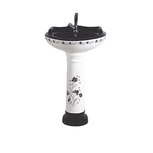 Lavabo sur pied en céramique blanche de qualité supérieure, forme ronde, dernier design, pour salles de bain, provenant d'Inde. - Product Image 1