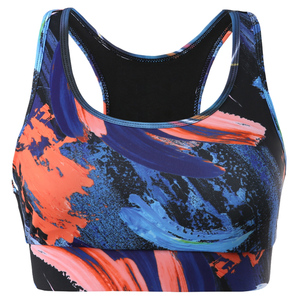 Sujetador deportivo sencillo de talla grande para mujer, top corto transpirable de nailon y elastano sublimado para yoga y fitness, ropa deportiva frontal activa - Product Image 2