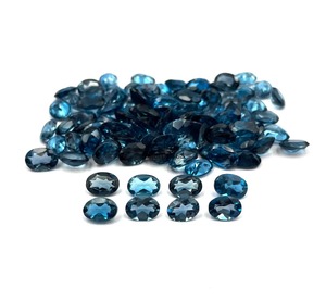 Topacio Azul de Londres Natural, Corte Ovalado, Piedras Sueltas de 5mm y 7mm, Topacio Azul Facetado, Venta al Por Mayor para Fabricación de Joyería en India - Product Image 3