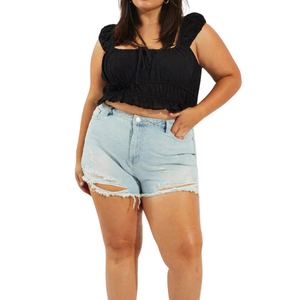 Shorts de Mezclilla para Mujer Talla Grande, Personalizables, Venta al por Mayor, Muestra de Tela Gratis, Mejor Calidad - Product Image 4