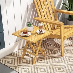 Tavolino Pieghevole da Esterno per Patio con Gambe a X e Piano a Doghe - Product Image 2
