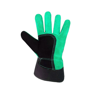 Anti-Slip Safety <b>Gloves</b> Leather Green Black Safety Cuff Elastic Wristband Flexible Breathable Textured Fingertips General - Product Image 3