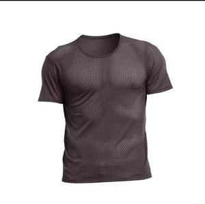 เสื้อยืดคอกลมแขนสั้นทรงปกติสำหรับผู้ชาย ผ้าถัก ระบายอากาศได้ดี พิมพ์ลายด้านหน้า ซับเหงื่อ แห้งไว สปอร์ต สีดำ ผ้ายืดสแปนเด็กซ์ - Product Image 4