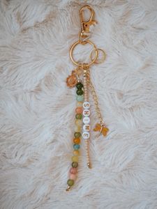 Elegant Handmade Embroidered <b>Bag</b> <b>Charm</b> Keychain with Detailed Beads for Stylish Purse Decoration - Product Image 4