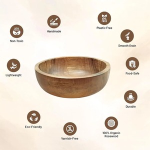 Bol à salade en bois artisanal de qualité supérieure, extra large, pour fruits, pop-corn et décoration intérieure, provenant d'un fournisseur indien - Product Image 3