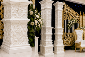 Luxury Bollywood <b>Wedding</b> Stage Setup with Gate <b>Frame</b> & Pillars Exclusive Roman Theme Fiber <b>Wedding</b> Reception Stage Australia - Product Image 6