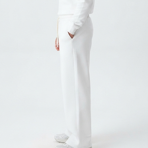 OEM Supplier <b>Men's</b> <b>White</b> Cotton Sweatpants Elastic Waist Drawstring Casual Joggers Midweight Knitted Autumn Wear Logo Print - Product Image 2