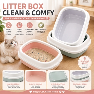 Bac à litière pour chat en plastique moderne, autonettoyant, antibactérien, non toxique, facile à nettoyer, sûr pour les chats et les chatons - Fournisseur en gros - Product Image 2