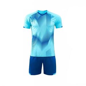 Ensemble de maillots de football sublimés pour hommes, imprimé géométrique bleu, manches courtes, évacuation de l'humidité, coupe athlétique, toutes saisons - Product Image 2