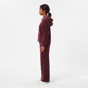 Survêtement ample en molleton pour femme, coupe décontractée, pantalon large en velours pleine longueur, 100 % coton, tenue d'hiver, survêtement à manches élastiques - Product Image 3