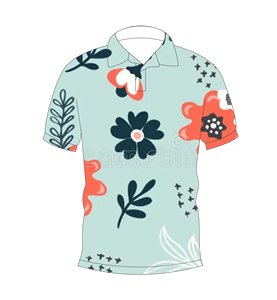 Polo pour homme à imprimé floral bleu clair, motif floral corail marine, décontracté, été, manches courtes, chemise de golf - Product Image 4