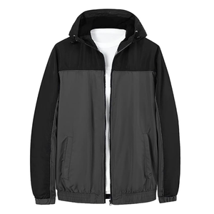 Vestes coupe-vent résistantes à l'eau à capuche en patchwork d'automne avec logo personnalisé d'usine pour hommes - Product Image 3