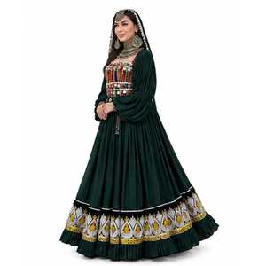 Vestidos de Novia de Alta Calidad, Estilo Vintage, Tallas Grandes, Diseño Afgano Kuchi, Estilo Indio Banjara, Cuello Redondo, Mangas Largas, Largura hasta el Suelo - Product Image 2