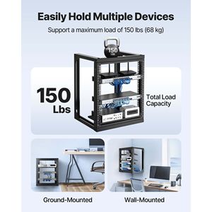 12U Wall Mount Server Rack Open <b>Frame</b> Network Rack 180 Degree Gate <b>Swing</b> Carbon Steel 150 Lbs Max Load Capacity <b>for</b> Data 32U - Product Image 3