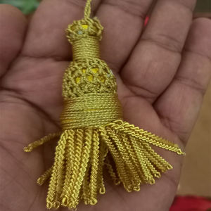 Cordón pectoral con borlas de obispo, de rayón/poliéster, ecológico, dorado y blanco, para vestimenta clerical, con borlas de hilo de latón y ribete cosido a mano - Product Image 2