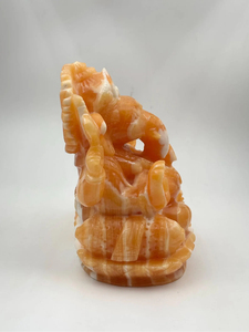 Hand Carved Natural Orange Calcite Ganesha <b>Statue</b> 6 Inch Crystal Sculpture OEM ODM Wholesale Supplier - Product Image 4