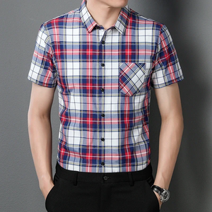 Nouvelle chemise décontractée à carreaux à manches courtes et col à revers pour homme – Confort estival, sans repassage, résistante aux plis - Product Image 1