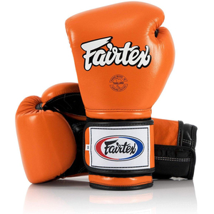 Guantes de Boxeo Fairtex de Piel de Vacuno Original Color Naranja Premium para Sparring, Competición, Muay Thai, MMA, Kickboxing, con Correa, para Gimnasio - Product Image 2