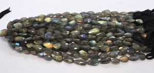 Labradorite naturelle facettée en forme de poire, taille briolette 10x14 mm, perles de labradorite à trou droit, 10 pouces, pour bijoux - Product Image 3