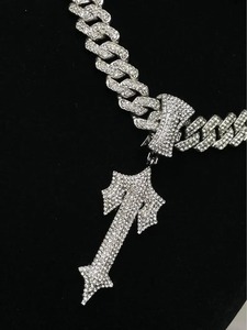 Iced Out Axe Pendant Cuban Link <b>Chain</b> Hip Hop Diamond Necklace Luxury Statement Jewelry For <b>Men</b> Women - Product Image 6