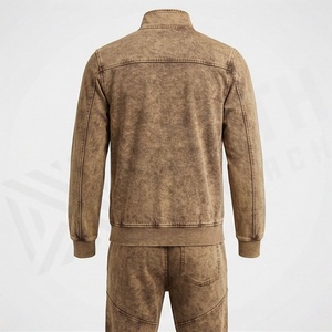 Men's Sustainable Sportswear Acid Wash Jogger Sun Faded Distress Fitness Exercise <b>Sets</b> Hooded <b>Embroidery</b> Jogging Winter - Product Image 2