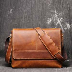 Bolso Mensajero para Portátil de Cuero Genuino, de Alta Calidad, Estilo Moderno Vintage, Bandolera, Maletín, para Viajes de Negocios, Ecológico - Product Image 1