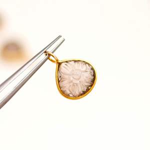 Pendentif fleur en quartz fumé naturel, charme en argent sterling 925, pendentif cœur en pierre précieuse sculpté à la main, 12 mm, pour la création de bijoux - Product Image 3