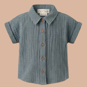 <b>Cot</b> & Candy Organic Muslin Jhabla <b>Set</b> Oversized Knitted Shirt with Shorts for Summer for 0-6 Months Baby Aqua Color - Product Image 3