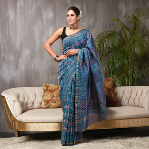 Sari en soie Chanderi de qualité supérieure avec tissage indien traditionnel - Product Image 1