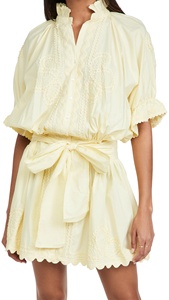 Robe blouson d'été moderne pour femmes-Tunique féminine en popeline rose tendre avec broderie Ric Rac Style Boho pour femmes-Mini col - Product Image 5