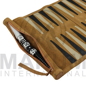 <b>Roll</b>-Up Customizable Square Backgammon Set Portable Folding Leather <b>Mat</b> Travel Board Games for Kids Adults Outdoor Camping - Product Image 4
