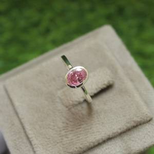 Bague de promesse ovale en saphir rose, argent sterling 925, faite à la main, style fiançailles, bijou élégant pierre de naissance pour femme, luxe - Product Image 5