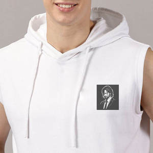 Débardeur à capuche sans manches pour homme, en polyester/coton molletonné, respirant, séchage rapide, écologique, brodé - Product Image 6