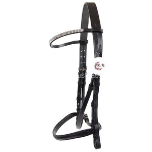 Bridon en cuir de cheval de qualité supérieure avec frontale ornée de strass, confortable, pour grossistes - Product Image 1