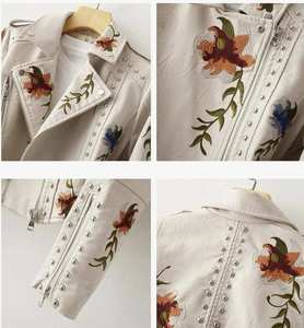 Chaqueta de Cuero Premium para Mujer, Bordada a Mano con Flores, Chaqueta Genuina con Bordado Floral, Chaqueta Moto Personalizada - Product Image 2